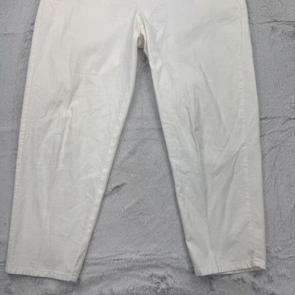 Eileen Fisher Chino Pants Womens 6 Petite White Cotton Slash Pocket Tapered Leg - Picture 3 of 9